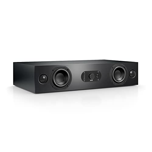 Nubert nuBoxx AS-225 max | Schwarze Soundbar mit Front | Soundplate für Streaming | TV-Lautsprecher mit Bluetooth aptX HD | Soundbase mit 180 W | Stereobase mit Sprachoptimierung | Sounddeck
