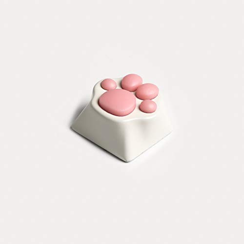 Metall-Tastenkappen, Katzenklaue, Katze, Handfläche, für mechanische Cherry MX Tastatur (weiße Basis, rosa Klaue)