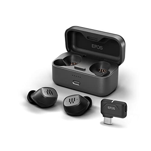 EPOS GTW 270 Kabellose Hybrid-Gaming Bluetooth Kopfhörer In Ear, USB-C-Dongle, Geräuschreduzierend, Geschlossenes Design, Dual-Mikrofone, Ergonomisch, IPX 5 Wasserdicht, Ladegerät, 20 h Spielzeit