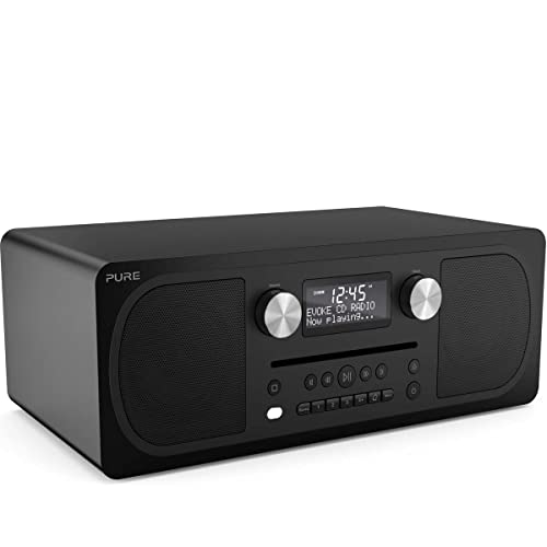 Pure Evoke C-D6 Stereo-All-in-One-Musikanlage (Digitalradio, CD, DAB/DAB+ Digital-, UKW-Radio, Bluetooth, Weckfunktionen und Sleep-Timer, 20 Senderspeicherplätze, AUX), Sienna Schwarz