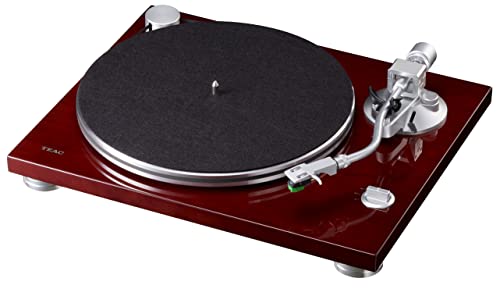 Teac TN-3B-SE/CH Plattenspieler mit Riemenantrieb, Schallplattenspieler, Vinyl Plattenspieler & Turntable (MM-Phono-EQ-Verstärker, SAEC Tonarm, 33 & 45 RPM Geschwindigkeit), Kirsch