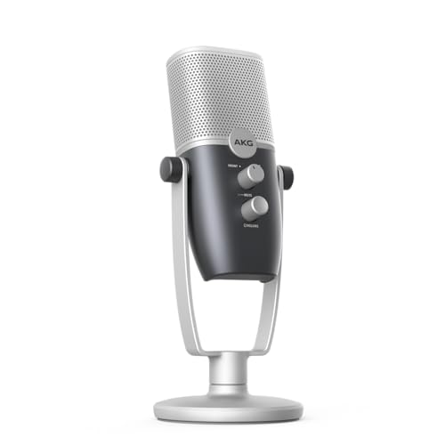 AKG Pro Audio Ara Professionelles USB-C Kondensatormikrofon, Dual Pattern Audio Capture Modes für Podcasting, Video Blogging, Gaming und Streaming, Blau & Silber
