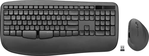 SPEEDLINK PIAVO Ergonomic Deskset – Set aus ergonomischer USB Maus und Tastatur – kabellose PC Mouse - rutschfeste Tastatur, schwarz