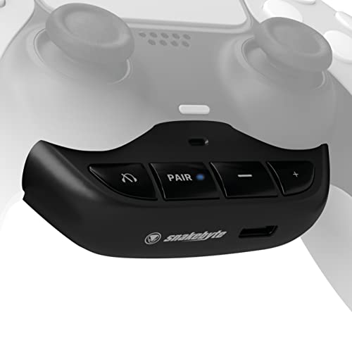 snakebyte PS5 BT Headset:Adapter 5 - Playstation 5 Bluetooth Adapter für BT 5.0 Headsets, Airpods, Sony/Bose Kopfhörer, 18 Std. Spielzeit - 2 Std. Schnellladung, Mute-, Lautstärken-, Pairing-Taste