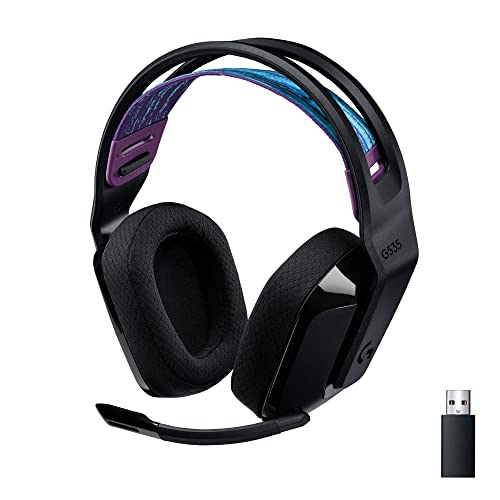 Logitech G535 LIGHTSPEED Wireless Gaming Headset - Lightweight on-ear headphones, flip to mute mic, stereo, compatible with PC, PS4, PS5, USB rechargeable - Schwarz