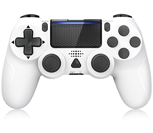 Controller für PS4 / Slim/Pro Konsole, kabelloser Controller für PS4 mit doppelter Vibration/Gyroskop-Sensor, Six Axs/Audio, Weiß