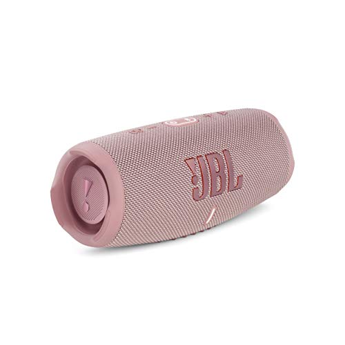 JBL Charge 5 Bluetooth-Lautsprecher in Pink – Wasserfeste, portable Boombox mit integrierter Powerbank – Eine Akku-Ladung für bis zu 20 Stunden kabellosen Musikgenuss