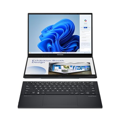 ASUS Zenbook Duo OLED Laptop | 14' WQXGA+ 120Hz/0,2ms OLED Display | Intel Core Ultra 9 | 32 GB RAM | 1 TB SSD | Intel Arc | Windows 11 | QWERTZ Tastatur | Inkwell Gray
