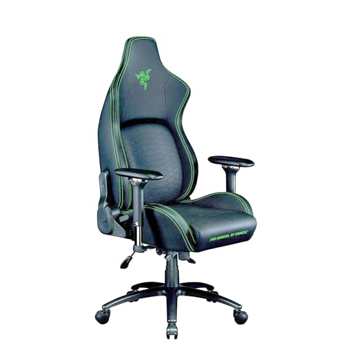 Razer Iskur - Premium Gaming Stuhl mit integrierter Lendenwirbelstütze (Schreibtischstuhl/Bürostuhl, mehrlagiges Kunstleder, Schaumstoff-Polster, Kopfpolster, Höhenverstellbar) Schwarz/Grün| XL