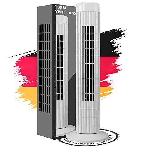 Mete Turmventilator Säulenventilator leise 3 Stärke Stufen Ventilator Schwenkmodus 60° Oszillation drehen 2 h Timer/Std. Timerfunktion 76 cm hoch umweltfreundlich 45 Watt stabiler Standfuß