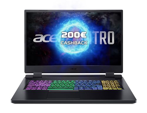 Acer Nitro 5 (AN517-55-96S6) Gaming Laptop | 17, 3' FHD 144Hz Display | Intel Core i9-12900H | 16 GB RAM | 1 TB SSD | NVIDIA GeForce RTX 4060 | Windows 11 | QWERTZ Tastatur | schwarz