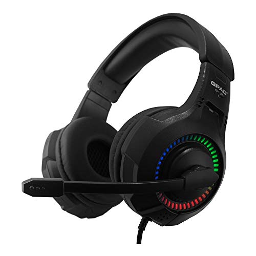 QPAD QH-25 Multiplattform Gaming Headset Stereo und 7.1, Kopfhörer mit LED Beleuchtung, Schwarz