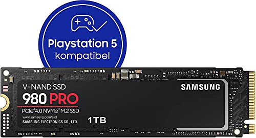Samsung 980 PRO M.2 NVMe SSD (MZ-V8P1T0BW), 1 TB, PCIe 4.0, 7.000 MB/s Lesen, 5.000 MB/s Schreiben, Internes Solid State Drive, für Gaming und Videobearbeitung