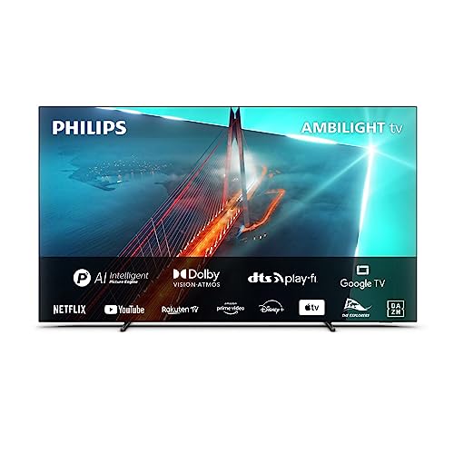 Philips Ambilight TV | 55OLED708/12 | 139 cm (55 Zoll) 4K UHD OLED Fernseher | 120 Hz | HDR | Dolby Vision | Google TV | VRR | WiFi | Bluetooth | DTS:X | Sprachsteuerung