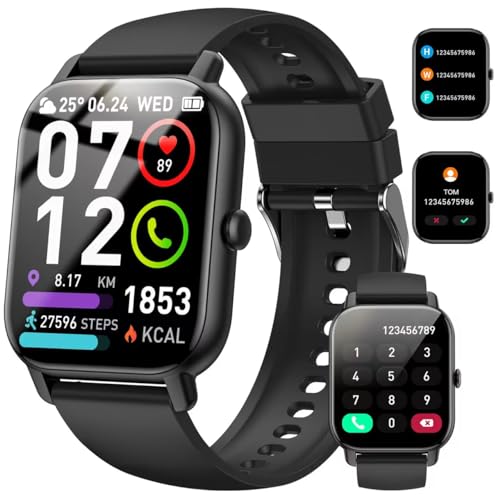 Smartwatch mit Telefonfunktion, 1,85' Touchscreen Smart Watch, 110+ Sportmodi Sportuhr, Fitnessuhr mit Herzfrequenz Schlafmonitor Schrittzähler, IP68 Wasserdicht Uhr, Message Reminder, für Android iOS