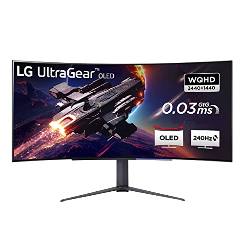 LG Electronics 45GR95QE-B UltraGear Gaming Monitor 45' (113 cm), Curved, OLED, 3440 x 1440, 21:9, WQHD 1440p, 98,5% DCI-P3, HDR10, 0,03 ms GtG - Schwarz