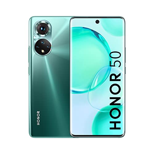 HONOR 50 5G SIM-freie Smartphone 6 GB + 128 GB mit 108-MP-Kamera, OLED-Display mit 120 Hz und 6,57 Zoll, Qualcomm SnapdragonTM 778G, 4300 mAh, Globale Version Emerald Green