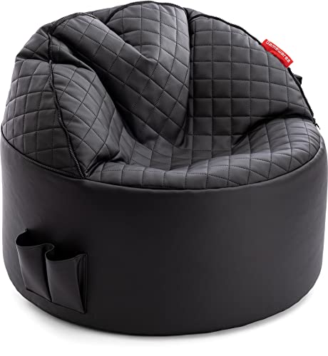 GAMEWAREZ Onyx Morph Sitzsack – 3-in-1 Gaming-Sitzhocker mit Rückenlehne und Fußteil zum Zocken, praktische Seitentasche zur Aufbewahrung, robust, Kunstleder, Made in Germany, schwarz-rot
