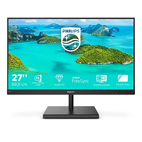 Philips 275E1S - 27 Zoll QHD Monitor, FreeSync (2560x1440, 75 Hz, VGA, HDMI, DisplayPort) schwarz