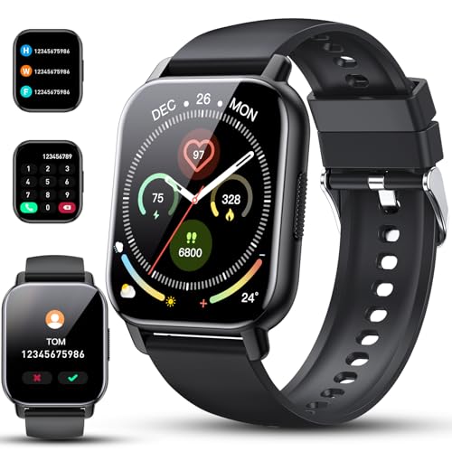 Smartwatch Herren Damen mit Telefonfunktion, 1,85' Zoll Voll Touchscreen Smart Watch, 112+Sportmodi IP68 Wasserdicht Fitnessuhr mit Herzfrequenzmonitor Schlafmonitor Schrittzähler für Android iOS