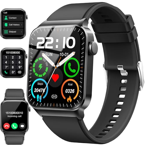 Donerton Smartwatch Herren Damen mit Telefonfunktion/Message Reminder, 1,85' Smart Watch, 112+Sportmodi IP68 Wasserdicht Sportuhr, Fitnessuhr mit Puls-Schlaf-Monitor Schrittzähler, Uhr für Android iOS
