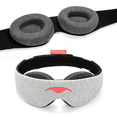 Manta Sleep Schlafmaske - Augenmaske für 100% Dunkelheit, null Druck auf die Augen, einstellbare Augenpolster, tiefstmögliche Ruhe, perfekte Augenbinde für Leichtschläfer, Reisen, Mittagsschlaf