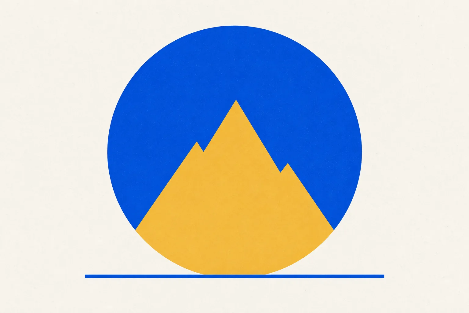 Blauer Kreis mit goldener Bergspitze als Symbol für den Schweizer Markt